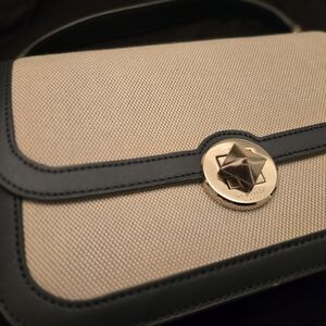 Kate Spade Cream and Black Shoulder Bag with Flap Closure